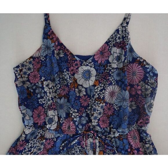 The General Good Women's Sz M Blue Floral Sofia Tiered Spaghetti Strap Dress - Picture 9 of 14